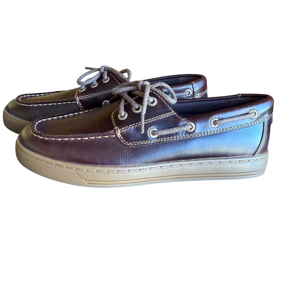 Sperry Como Moccasin Amaretto Brown Leather Slip On Loafers Driving Shoes 7.5